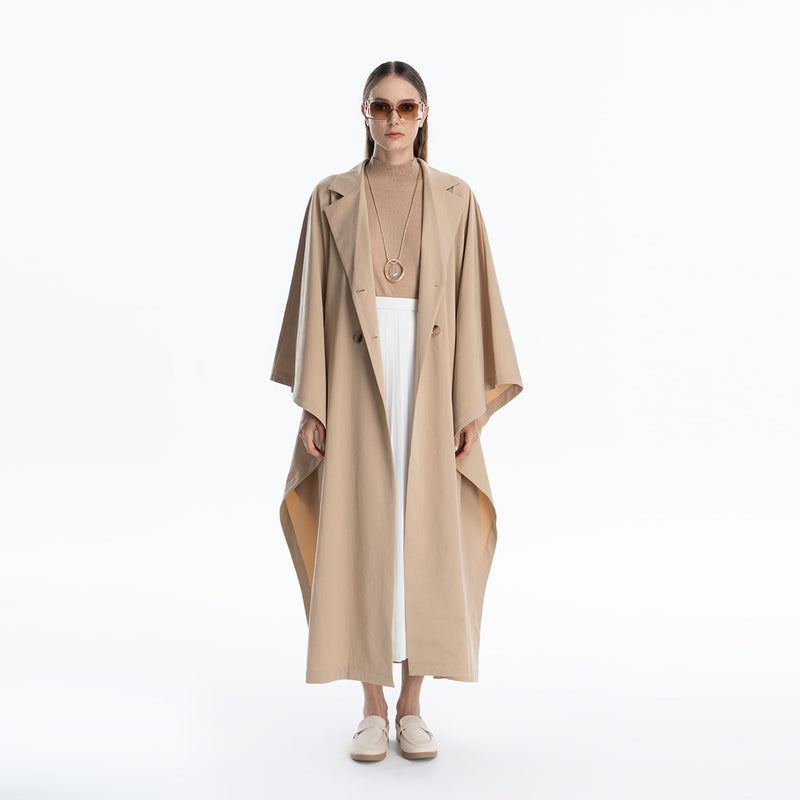 Oversized Solid Trench Coat Maxi Dress