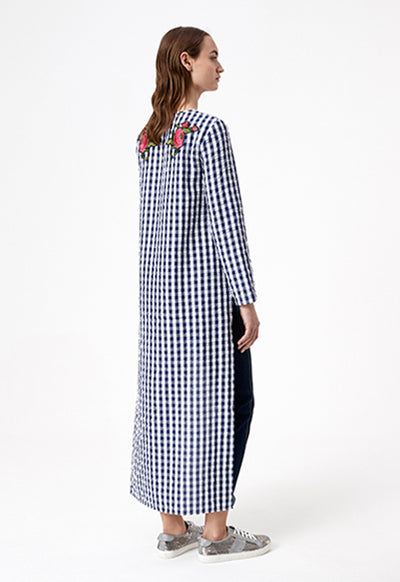 Blue Checks Cape Blouse - Fresqa