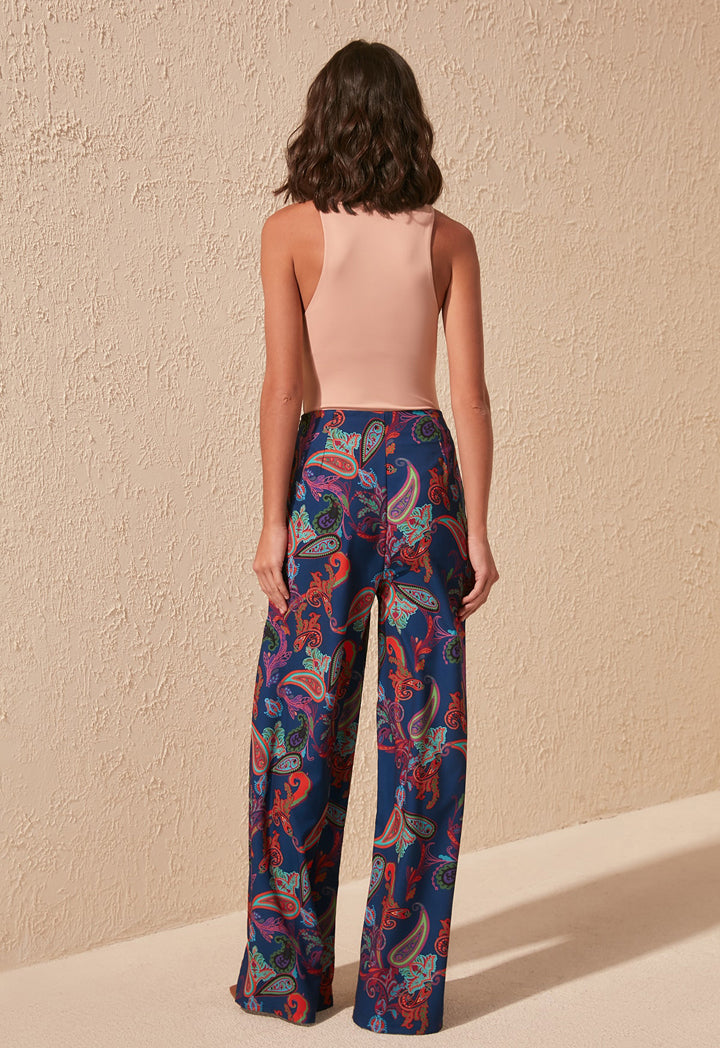 Printed High Waist Wide Leg Pants