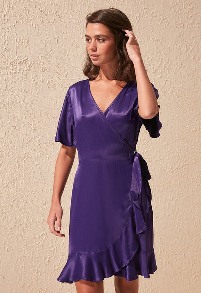 ruffle-hem-satin-wrap-dress