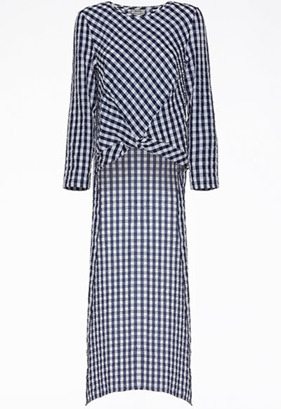 Blue Checks Cape Blouse - Fresqa