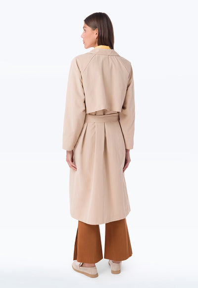 Shoulder Overlap Solid Long Coat