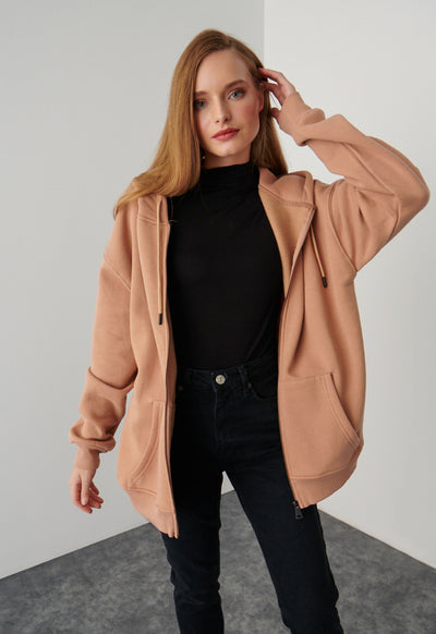 Soft Solid Bomber Jacket With Long Sleeves