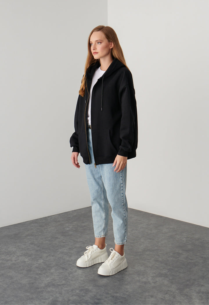 Soft Solid Bomber Jacket With Long Sleeves