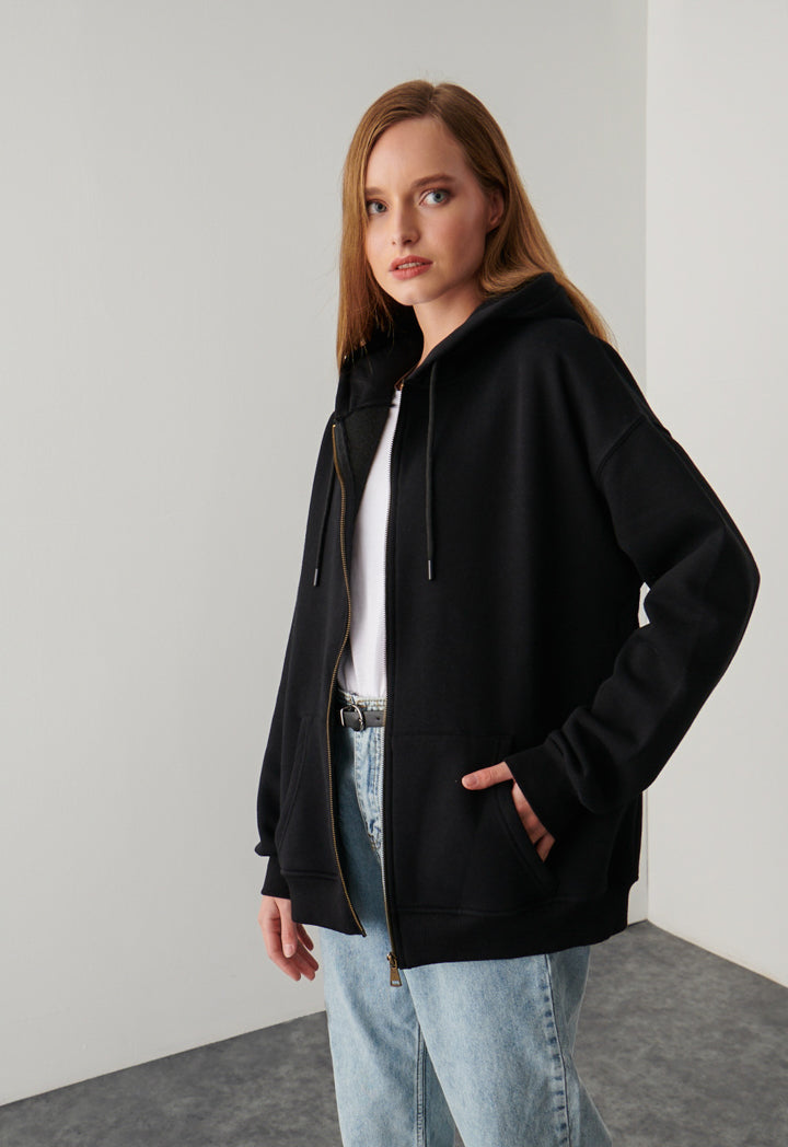 Soft Solid Bomber Jacket With Long Sleeves