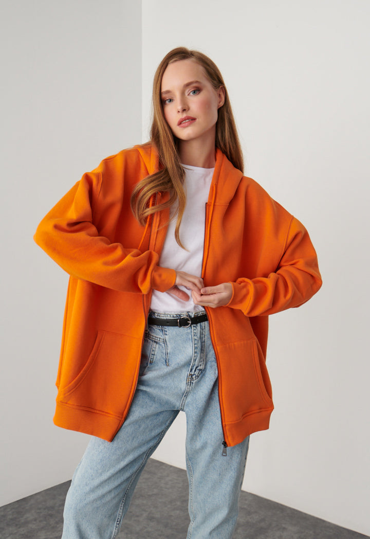 Soft Solid Bomber Jacket With Long Sleeves