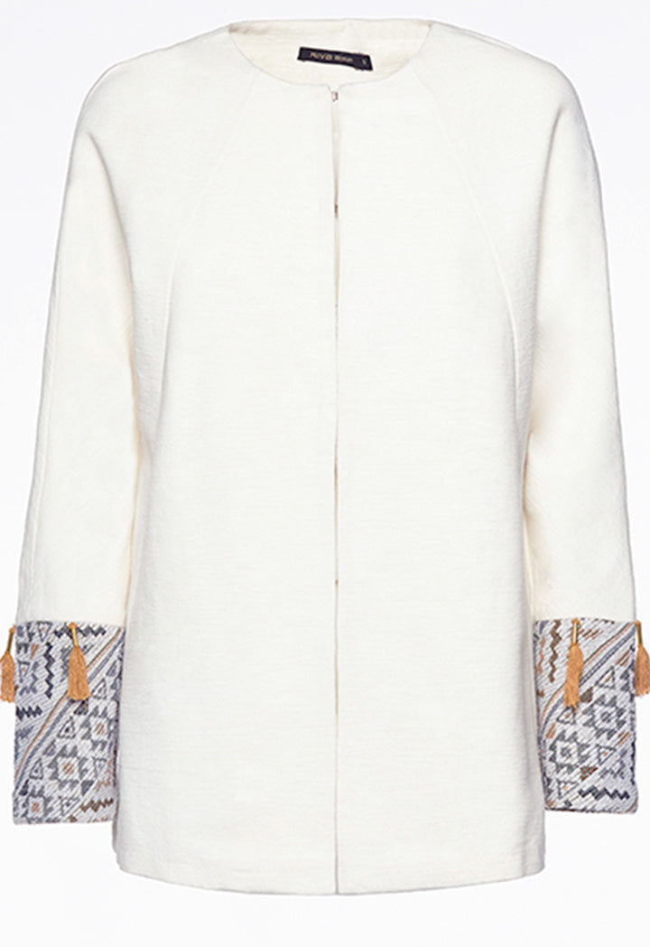 Off White Ethnic Jacket - Fresqa