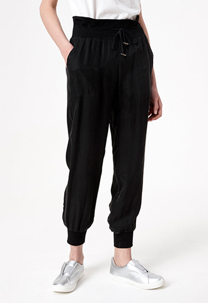 Black Tencel Track Pants - Fresqa