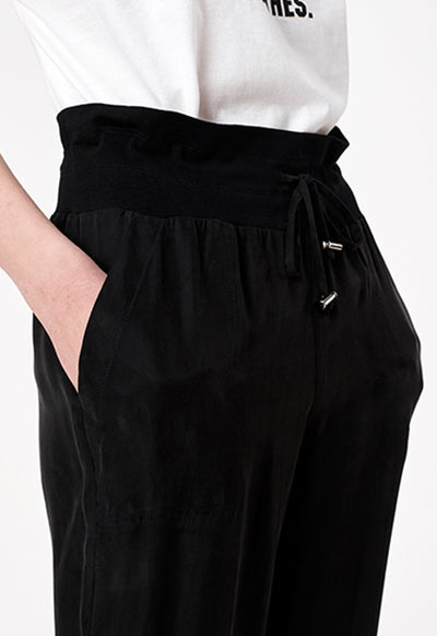 Black Tencel Track Pants - Fresqa