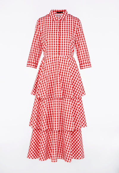 Gingham Layer Frilled Dress - Fresqa