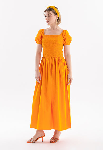 Oval Sleeves Maxi Dress