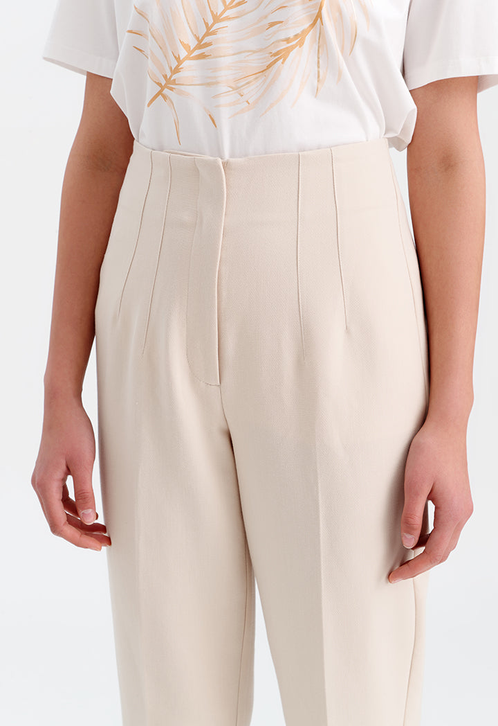 Solid Trouser With Pleats At Waist