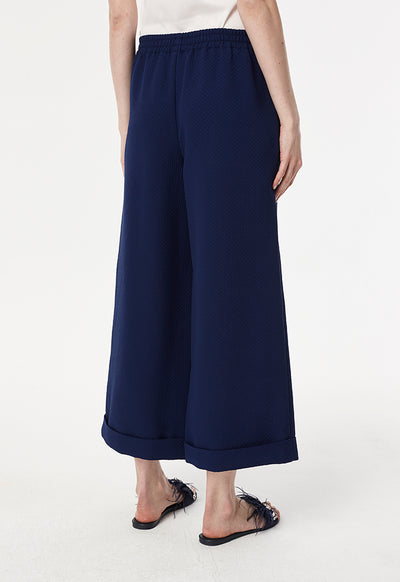 Textured Folded Hem Culottes