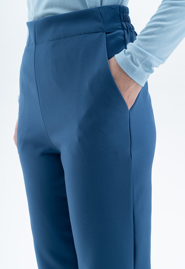 Solid Mid-Rise Pants with Pockets