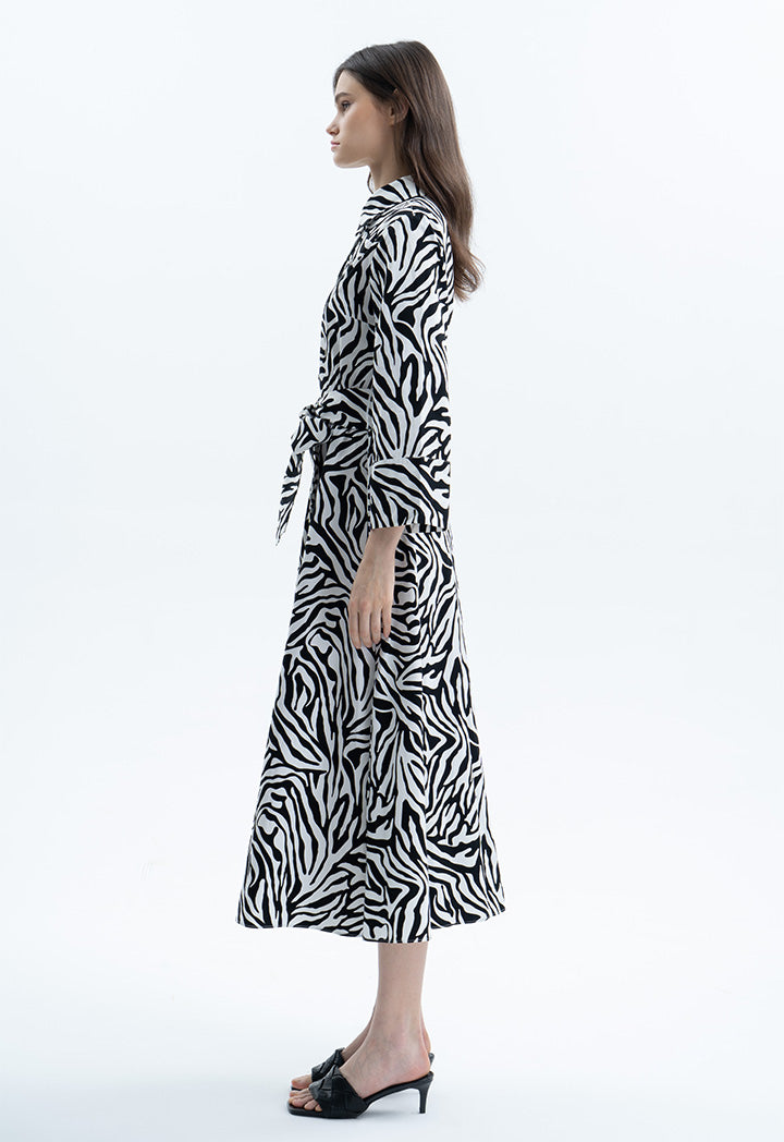 Zebra Printed Midi Dress