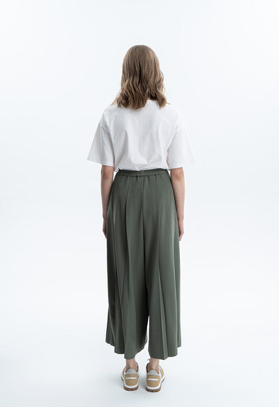 Wide Hem Fold Solid Trouser