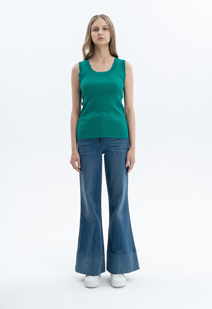 Basic Solid Ribbed Top