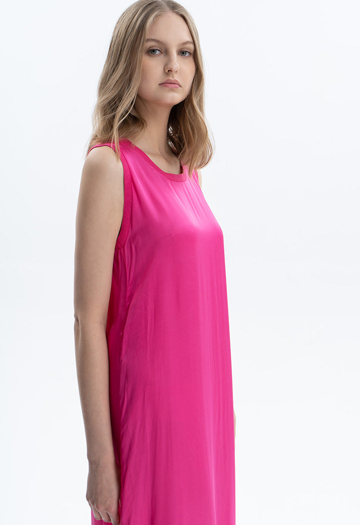 Solid A-line Maxi Sleeveless Dress