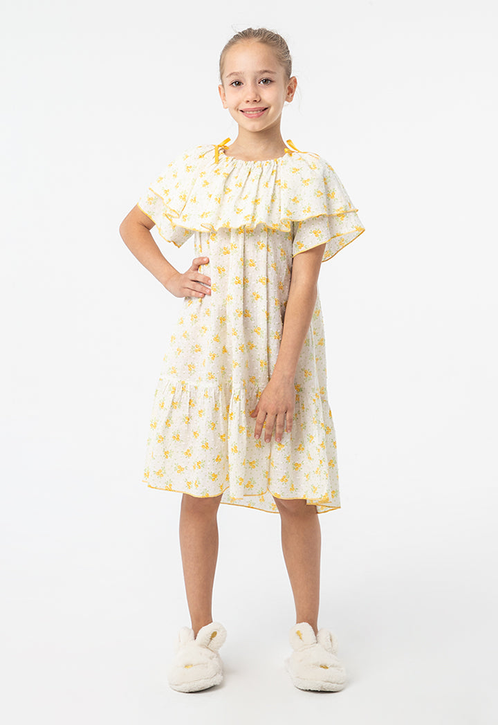 Flowers Tiered Hemline Night Sleepwear Dress