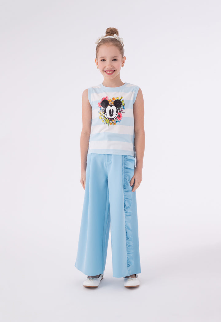 Mickey Mouse Striped Side Tassel Sleeveless T-Shirt