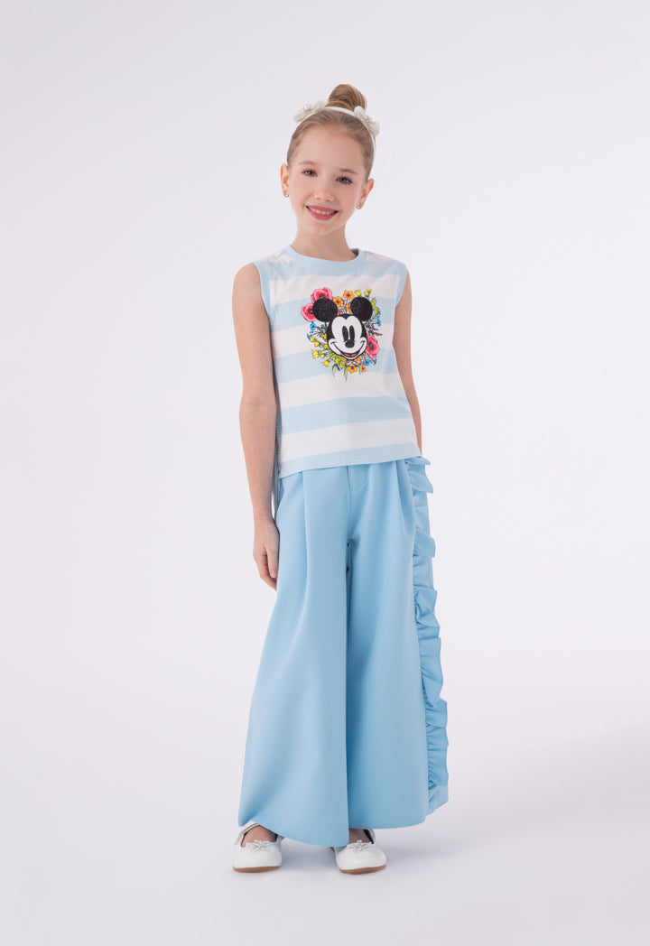 Mickey Mouse Striped Side Tassel Sleeveless T-Shirt