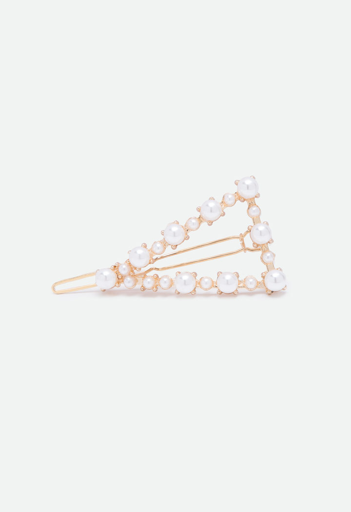 Triangle Faux Pearl Barrette