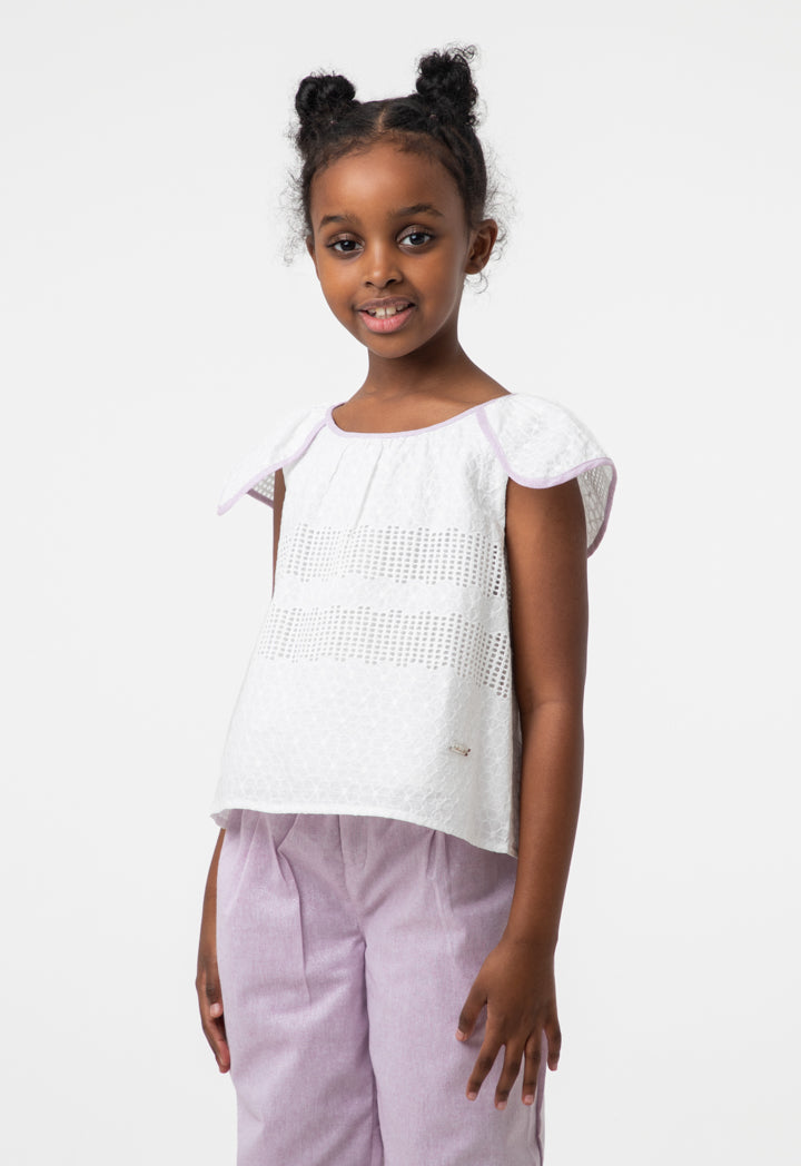 Textured Lurex Frill Blouse And Short Pants Set