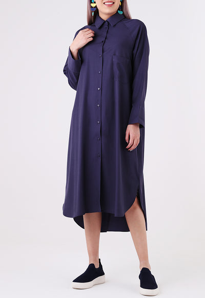 Rayon High-Low Shirt Dress