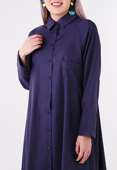 Rayon High-Low Shirt Dress