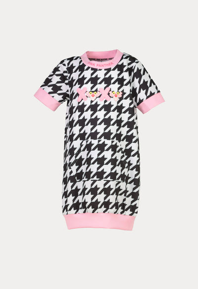 Pink Panther Houndstooth Print Dress