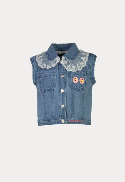 Pink Panther Sleeveless Denim Jacket