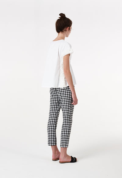 Checked Straight Trousers - Fresqa