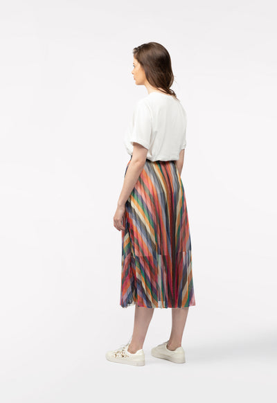 Striped Pleated Skirt