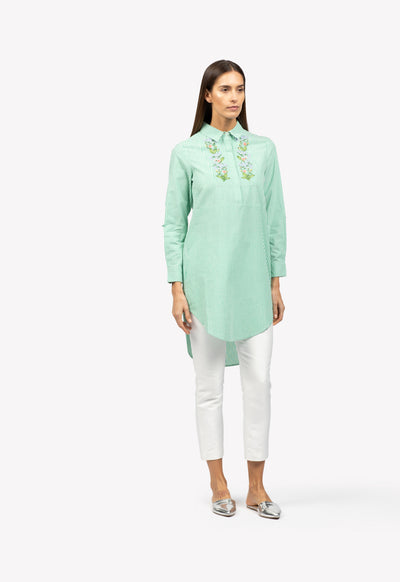 Flower Embroidered Shirt