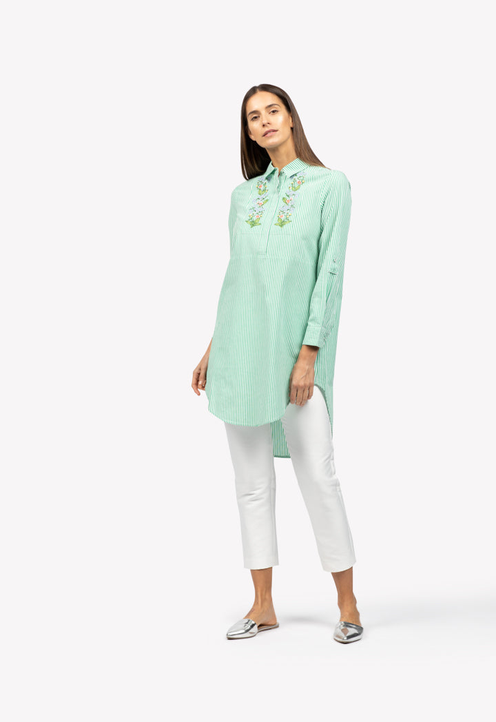 Flower Embroidered Shirt