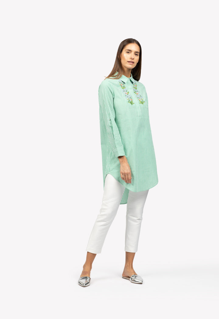 Flower Embroidered Shirt