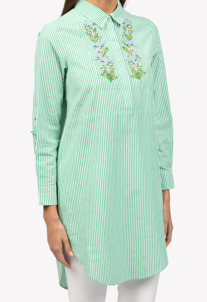 Flower Embroidered Shirt