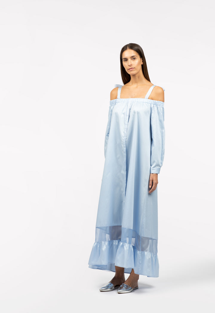 Off Shoulder Frilled Hem Dress - Fresqa