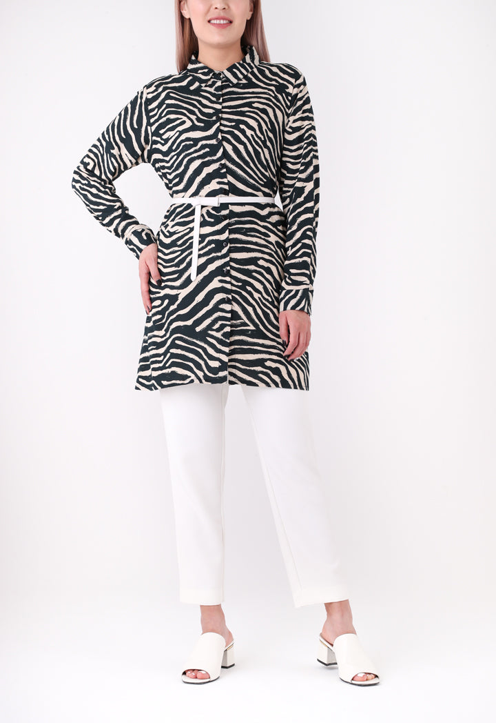 Zebra Print Longline Shirt