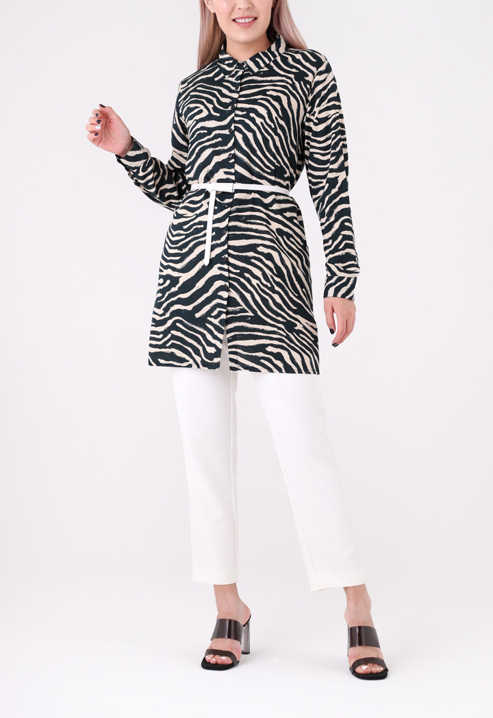 Zebra Print Longline Shirt