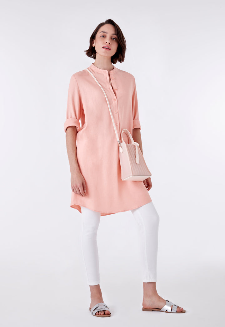 Longline Mandarin Collar Shirt