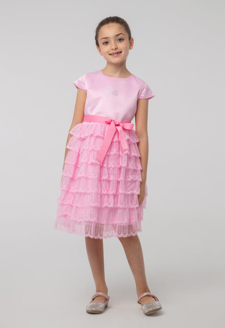 Barbie Layer Ruffle Lace Fabric Embellish Dress