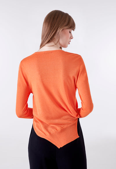 Orange Long Sleeve Knit Top