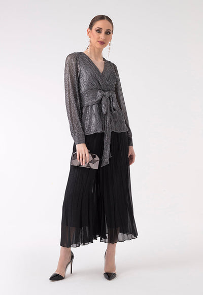 Pleated Metallic Top