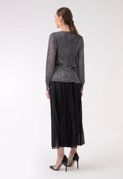 Pleated Metallic Top