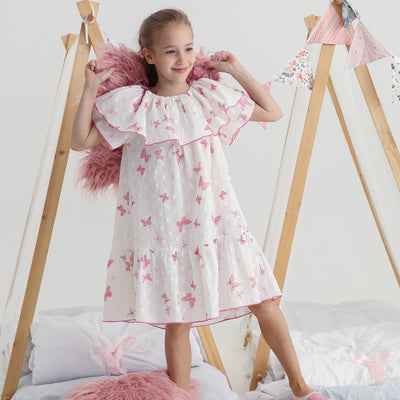 Butterflies Tiered Hemline Night Sleepwear Dress