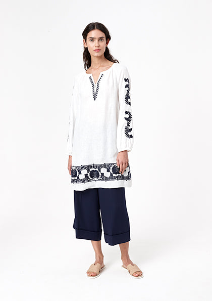 Off White Ethnic Tunic - Fresqa