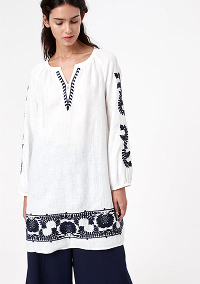 Off White Ethnic Tunic - Fresqa