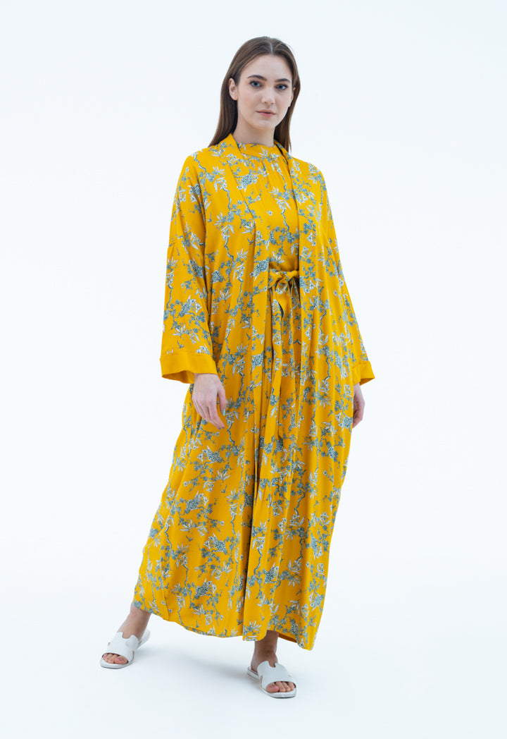 Contrast Printed Maxi Abaya