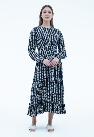 Small Circle Printed Maxi Dress